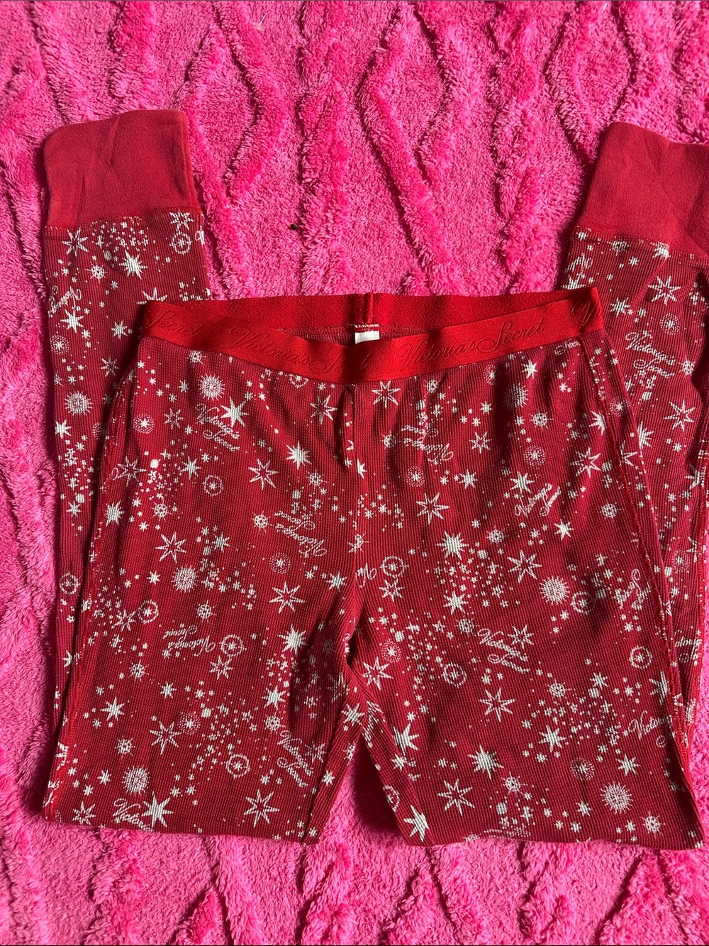 Victoria's Secret christmas Red Star & Snowflake Thermal Leggings